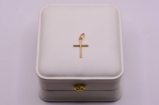 Dije CRUZ LISA / 0.93 Gr / 2.5 Cm / Oro amarillo 18k