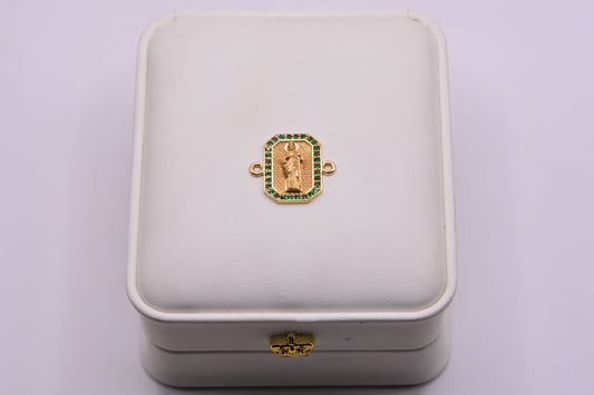 Herraje San judas tadeo circones verde / 2,20 Gr / 1,8 Cm / Oro amarillo 18k