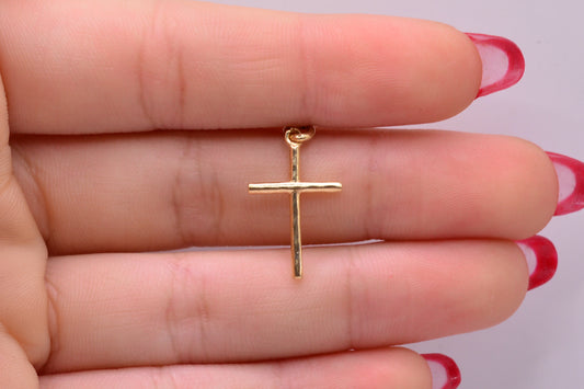 Dije CRUZ LISA / 0.93 Gr / 2.5 Cm / Oro amarillo 18k