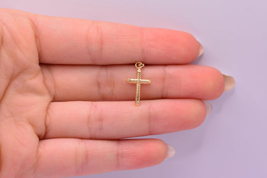 Dije Cruz diamantada / 0.42 Gr / 2.3 Cm / Oro amarillo 18k
