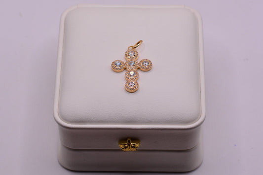 Dije CRUZ CIRCONES / 3.33 Gr / 3,5 Cm / Oro amarillo 18k
