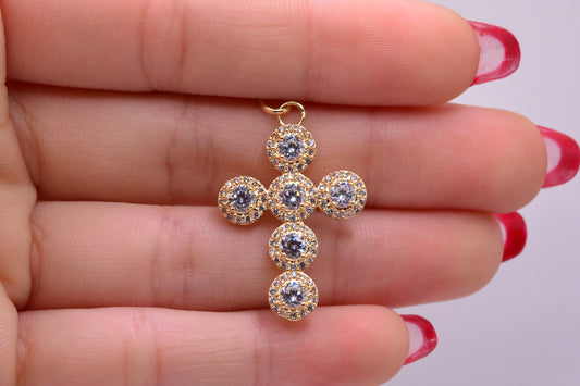 Dije CRUZ CIRCONES / 3.33 Gr / 3,5 Cm / Oro amarillo 18k