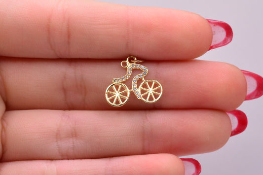 Dije BICICLETA CIRCONES / 0.83 Gr / 1.5 Cm / Oro amarillo 18k