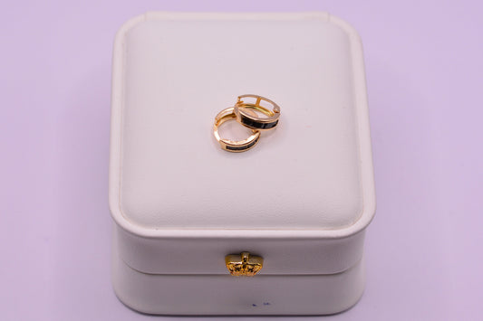 Candonga Circones negros / 1.68 Gr / 1.2 Cm / Oro amarillo 18k