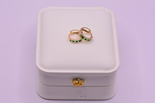 Candonga Circones verdes / 1.55 Gr / 1.2 Cm / Oro amarillo 18k