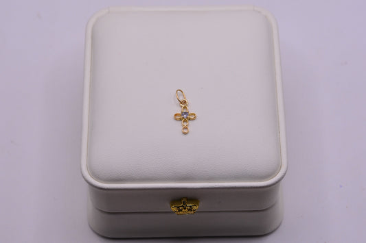 Dije CRUZ CIRCON BLANCO / 0.5 Gr / 1.5 Cm / Oro amarillo 18k