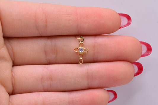 Dije CRUZ CIRCON BLANCO / 0.5 Gr / 1.5 Cm / Oro amarillo 18k