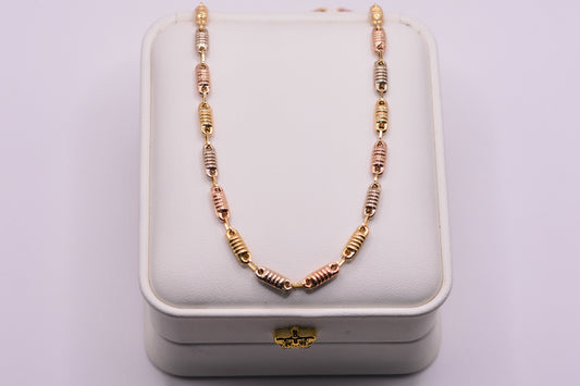 Cadena rustica barril / 9.72 Gr / 60 Cm / 3,35 mm / Oro amarillo 18k