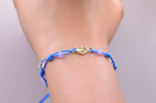 Pulsera tejida CORAZON DIAMANTADO / 0.36 Gr / Oro amarillo 18k