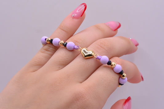Pulsera tejida CORAZON INFLADO+ZAFIRO / 0.82 Gr / Oro amarillo 18k