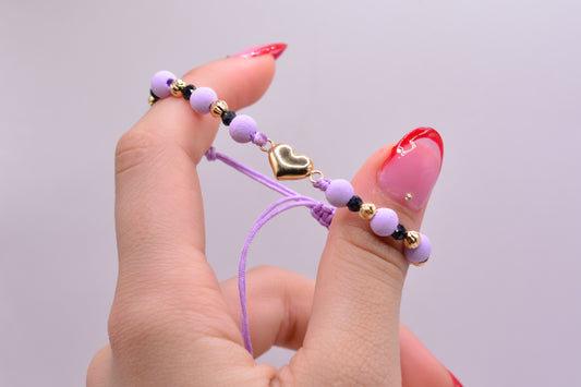 Pulsera tejida CORAZON INFLADO+ZAFIRO / 0.82 Gr / Oro amarillo 18k