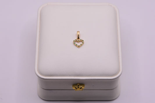 Dije Corazon esmeraldas y diamantes / 0,63 Gr / 1 Cm / Oro amarillo 18k