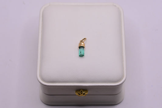Dije Canutillo esmeraldas / 0,88 Gr / 1,5 Cm / Oro amarillo 18k
