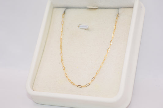 Cadena mini paper clip / 0,80 Gr / 45 Cm / 1,3 mm / Oro amarillo 18k / It