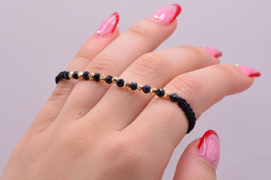 Pulsera tejida Balin #3 con zafiros / 0.28 Gr / Oro amarillo 18k
