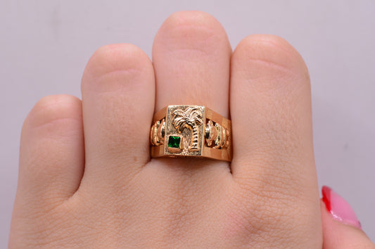 Anillo troquelado palmera / 4.77 Gr / Talla 12