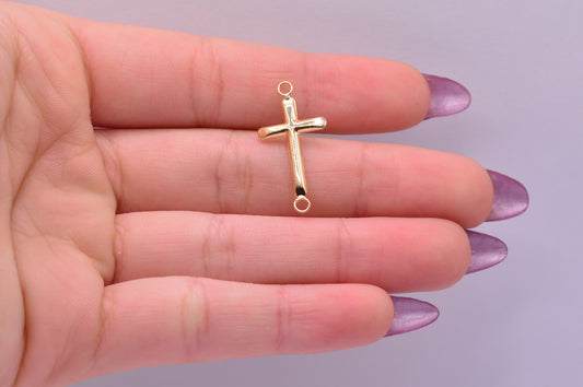 Herraje Cruz lisa / 0.40 Gr / 2.5 Cm / Oro amarillo 18k
