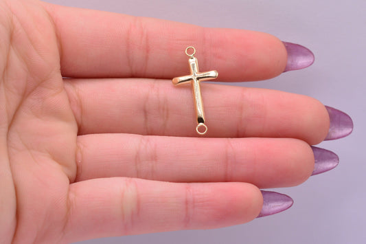 Herraje Cruz lisa / 0.46 Gr / 2.5 Cm / Oro amarillo 18k