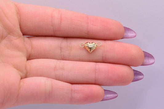Herraje Corazon inflado diamantado / 0.24 Gr / 1.3 Cm / Oro amarillo 18k