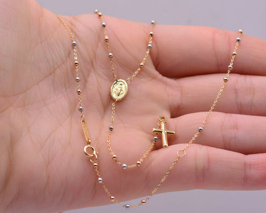 Rosario camandula / 2.66 Gr / 50 Cm / 0.41 mm / Tres oros 18k / It