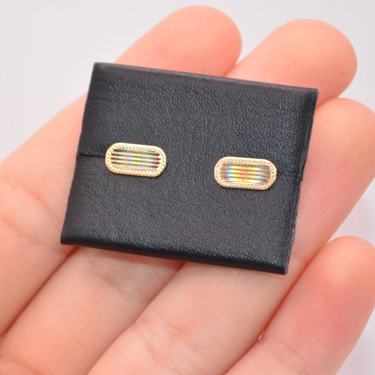 Topos Rectangular diamantado / 0,78 Gr / 9 mm / Oro amarillo 18k