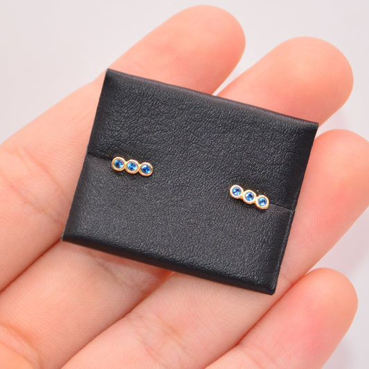 Topos linea circones azul / 0,62 Gr / 6,3 mm / Oro amarillo 18k