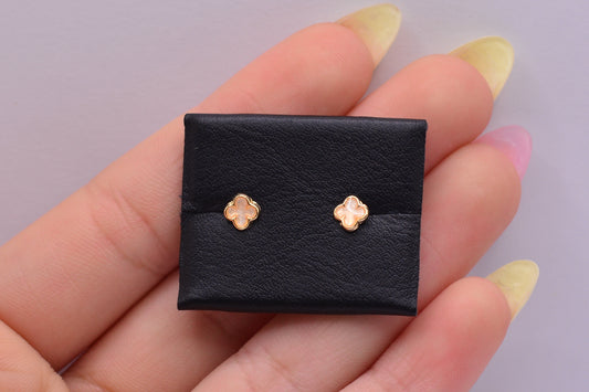 Topos Trebol blanco / 0.45 Gr / Oro amarillo 18k