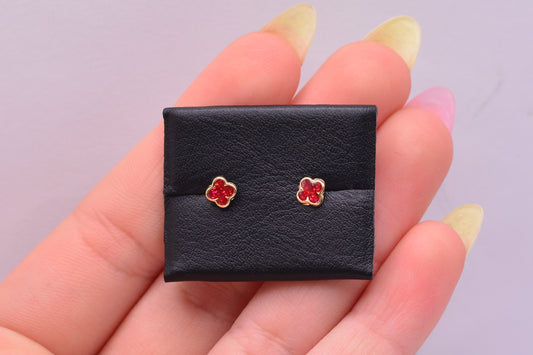 Topos Trebol fucsia / 0.45 Gr / Oro amarillo 18k
