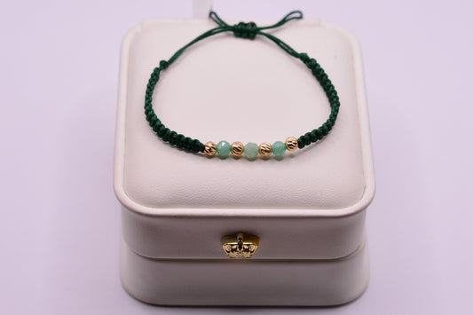 Pulsera tejida 4mm oro y esmeraldas / 0.25 Gr / Oro amarillo 18k