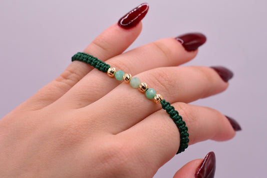 Pulsera tejida 4mm oro y esmeraldas / 0.25 Gr / Oro amarillo 18k