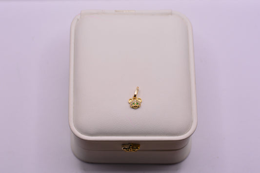 Dije Raton circones verdes / 0.55 Gr / 1.2 Cm / Oro amarillo 18k