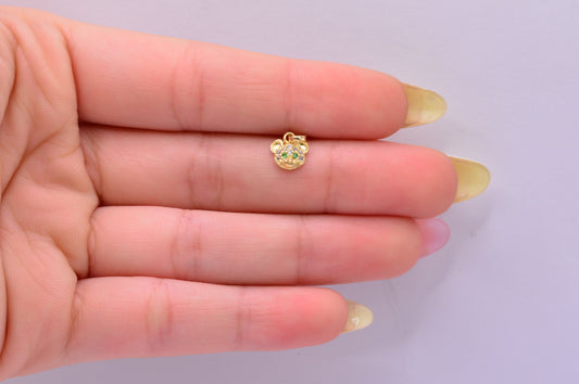 Dije Raton circones verdes / 0.55 Gr / 1.2 Cm / Oro amarillo 18k