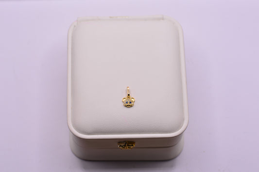 Dije Raton circones azules / 0.52 Gr / 1.2 Cm / Oro amarillo 18k