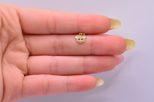Dije Raton circones azules / 0.52 Gr / 1.2 Cm / Oro amarillo 18k