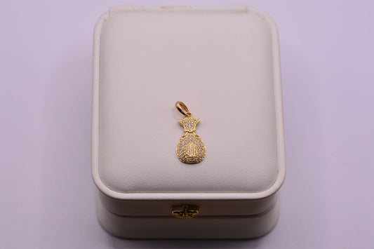 Dije Bolsa dinero circones / 2.21 Gr / 2.5 Cm / Oro amarillo 18k
