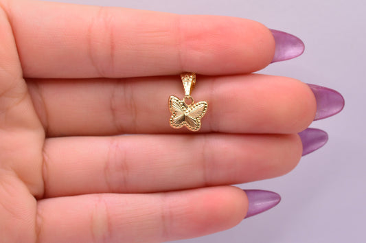 Dije Mariposa diamantada / 0.43 Gr / 1.5 Cm / Oro amarillo 18k