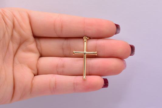 Dije Cruz lisa / 0.90 Gr / 4 Cm / Oro amarillo 18k