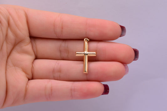 Dije Cruz lisa / 0.90 Gr / 3 Cm / Oro amarillo 18k