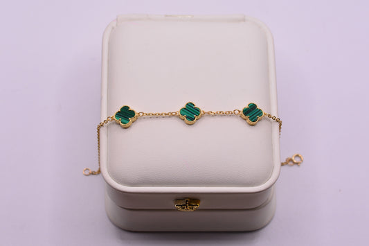 Pulso Pulso trebol verde / 3.30 Gr / 17 Cm / Oro amarillo 18k