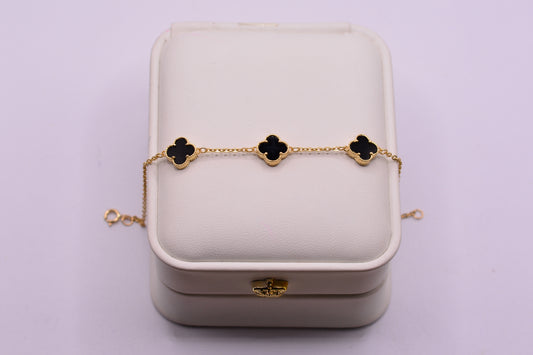Pulso Trebol negro / 3.56 Gr / 17.8 Cm / 8.95 mm / Oro amarillo 18k