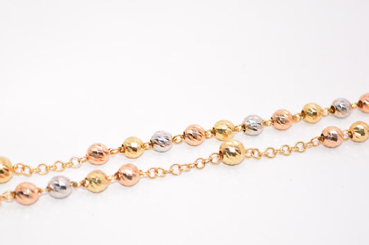 Rosario Camandula / 17,00 Gr / 60 Cm / 5 mm / Tres oros 18k