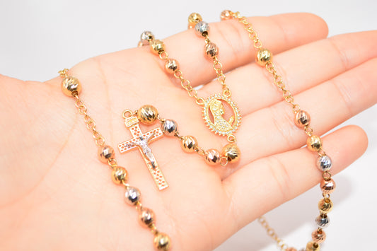 Rosario Camandula / 17,00 Gr / 60 Cm / 5 mm / Tres oros 18k