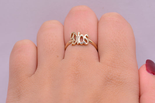Anillo Dios / 1.28 Gr / Talla 5 / Oro amarillo 18k