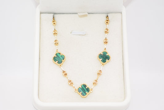 Pulso gc trebol verde y dorado / 5,14 Gr / 18 Cm / Tres oros 18k