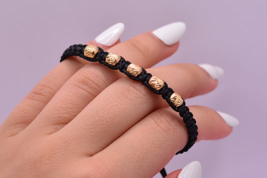 Pulsera tejida Barriles abrazados 5mm / 0.80 Gr / Oro amarillo 18k