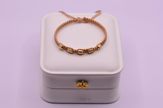 Pulsera tejida Barriles abrazados 4mm / 0.50 Gr / Oro amarillo 18k