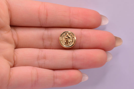 Herraje San Benito tambor diamantado / 0.68 Gr / 1.2 Cm / Oro amarillo 18k