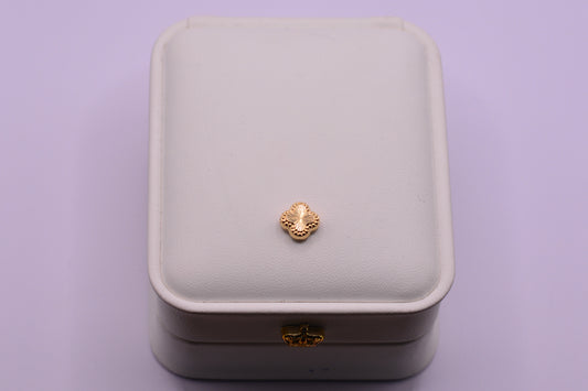 Herraje Trebol tambor diamantado / 0.37 Gr / 1 Cm / Oro amarillo 18k