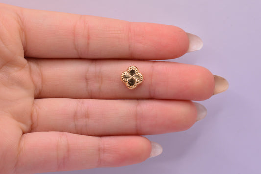 Herraje Trebol tambor diamantado / 0.37 Gr / 1 Cm / Oro amarillo 18k