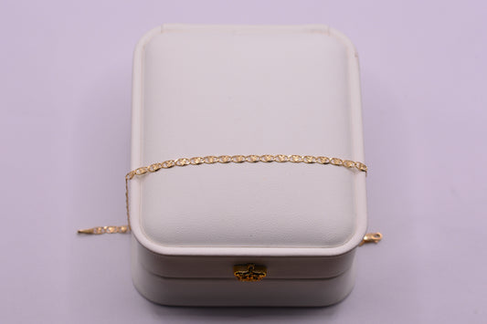 Pulso Plano en corazon diamantado / 1.62 Gr / 18 Cm / 2.50 mm / Oro amarillo 18k / It